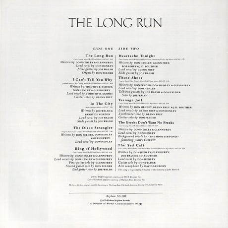 イーグルス / ロング・ラン [※国内盤,品番:P-10600Y］(LPレコード)