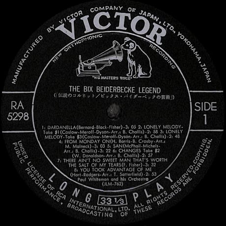 ビックス・バイダーベック / The Bix Beiderbecke Legend [※国内盤,品番:RA-5298］(LPレコード)