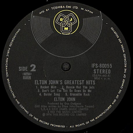 エルトン・ジョン / エルトン・ジョン・グレーテスト・ヒッツ [※国内盤,品番:IFS-80055］(LPレコード)