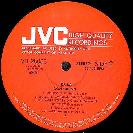 ドン・グルーシン / 10K-LA [※国内盤,品番:VIJ-28033］(LPレコード)