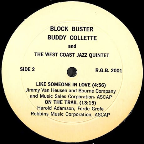 バディ・コレット&ザ・ウエスト・コースト・ジャズ・クインテット /  Block Buster [※輸入盤,生産国:US,品番:RGB 2001］(LPレコード)