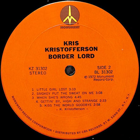 クリス・クリストファーソン / Border Lord [※輸入盤,生産国:US,品番:KZ 31302］(LPレコード)
