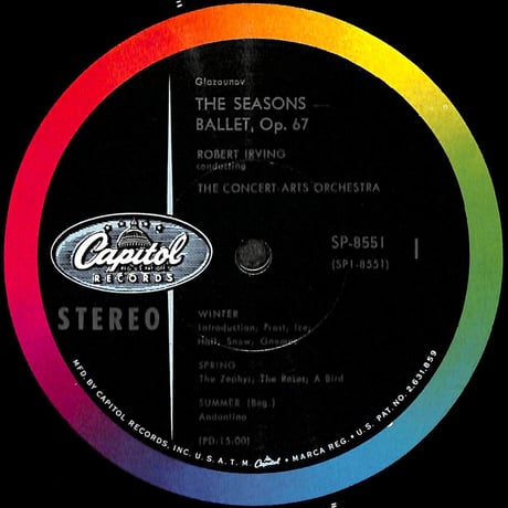 アレクサンドル・グラズノフ,ロバート・アーヴィング / The Seasons [※輸入盤,生産国:US,品番:SP8551］(LPレコード)