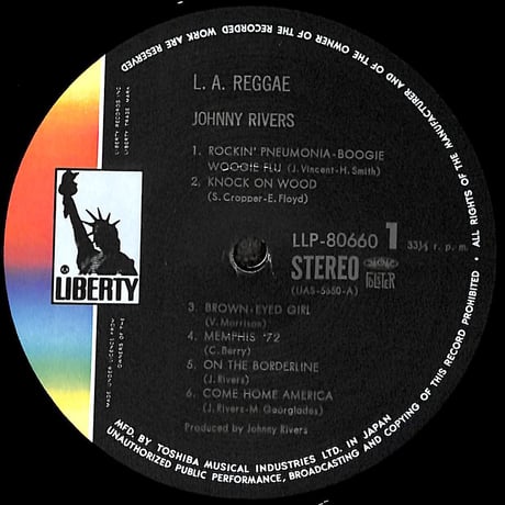 ジョニー・リヴァース / L.A. Reggae [※国内盤,品番:LLP-80660］(LPレコード)