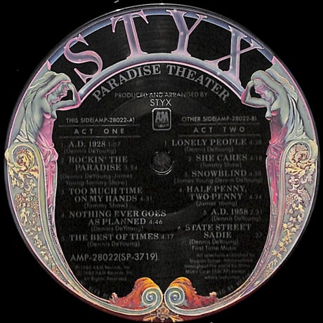 スティクス / パラダイス・シアター [※国内盤,品番:AMP-28022,レーザー･エッチング盤］(LPレコード)