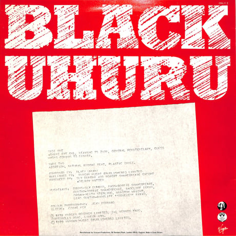 ブラック・ウフル / Black Uhuru (UK VIRGIN 1980 再発)（LPレコード）