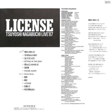 長渕剛 / ライセンス [発売年:1988年][※品番:L080-1110](Laser Disc)