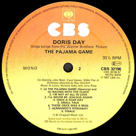 Doris Day Sings Songs From Calamity Jane & The Pajama Game [※輸入盤,生産国:UK,品番:CBS 32196］(LPレコード)