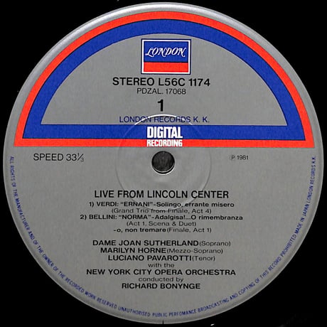 ジョーン・サザーランド,マリリン・ホーン 他 / Live From Lincoln Center [※国内盤,品番:L56C-1174/5,2枚組］(LPレコード)