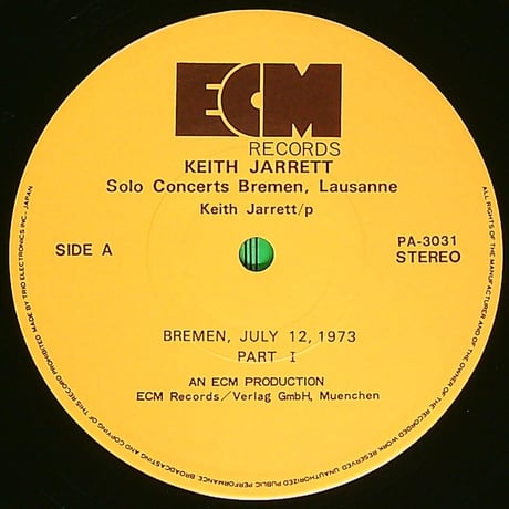 キース・ジャレット / SOLO CONCERT [1973年にブレーメン（ドイツ）とローザンヌ（スイス）で録音されたソロ即興演奏のアルバム。] [ブックレット付](LPレコード)