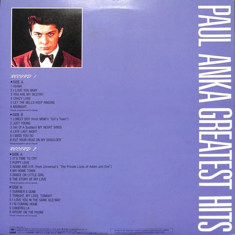 ポール･アンカ / グレイテスト・ヒッツ [※国内盤,品番:36AP 2463～4,2枚組］(LPレコード)