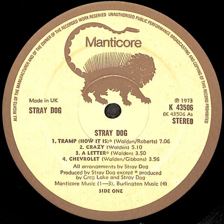 ストレイ・ドッグ / Stray Dog [※輸入盤,生産国:UK,品番:K 43506］(LPレコード)