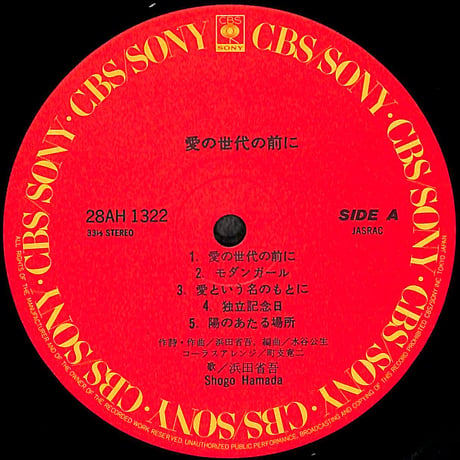 浜田省吾 / 愛の世代の前に [※国内盤,品番:28AH 1322］(LPレコード)