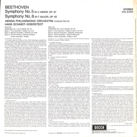ベートーヴェン / Symphonies Nos. 5 & 8 [※輸入盤,生産国:UK,品番:SXL 6396］(LPレコード)