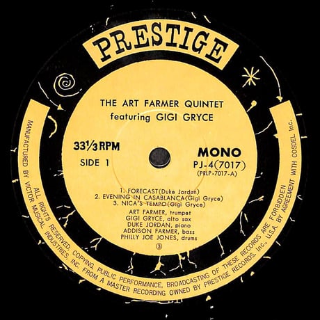 アート・ファーマー・クインテット / Art Farmer Quintet Featuring Gigi Gryce [※国内盤,品番:PJ-7017-4］(LPレコード)