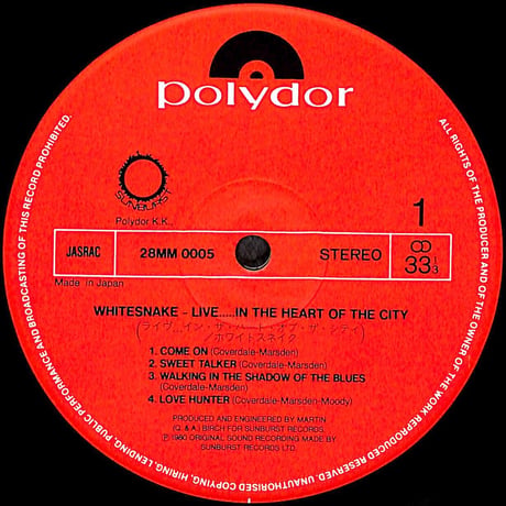 ホワイトスネイク / ライヴ イン･ザ・ハート・オブ・ザ・シティ [※国内盤,品番:28MM 0005］(LPレコード)