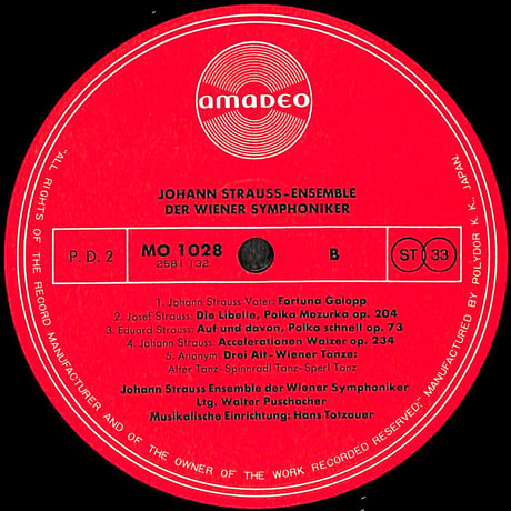 ヨハン・シュトラウス・アンサンブル / ウィーンの舞曲集 [※国内盤,品番:MO 1028］(LPレコード)