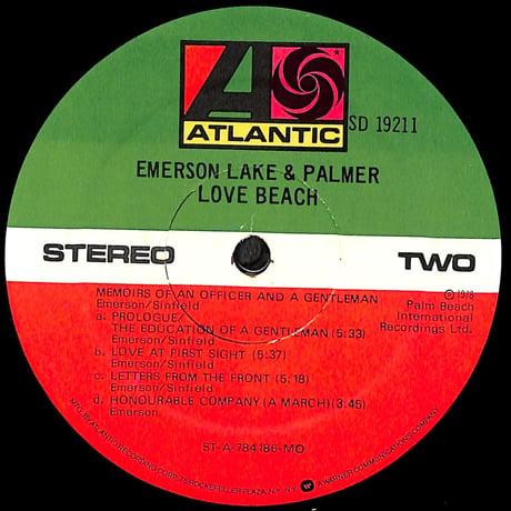 エマーソン・レイク・アンド・パーマー / Emerson, Lake & Palmer Love Beach［※輸入盤,生産国:US,品番:SD 19211］(LPレコード)