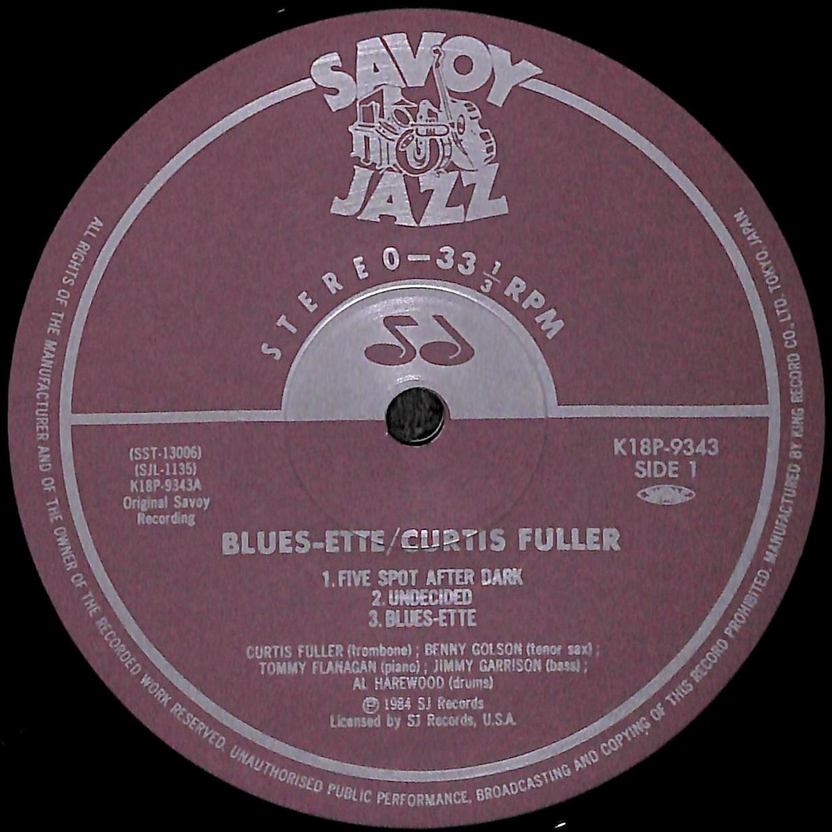 ブルースウェット　カーティス・フラーCurtis fuller's LPレコード BLUES-ette(LP) / ブルースエット/CURTIS FULLER/カーティス・フラー