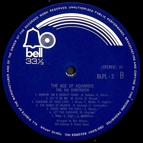 フィフス・ディメンション / The Age Of Aquarius [※国内盤,品番:BLPL-2］(LPレコード)