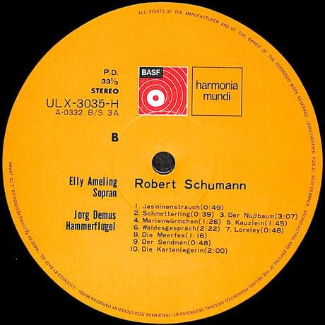 エリー・アメリンク,イエルク・デムス / シューマン歌曲集 [※国内盤,品番:ULX-3035-H］(LPレコード)