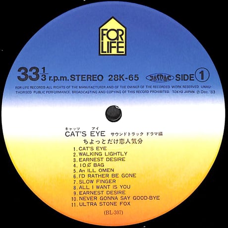 キャッツ・アイ サウンドトラック ドラマ編 [※国内盤,品番:28K-65］(LPレコード)
