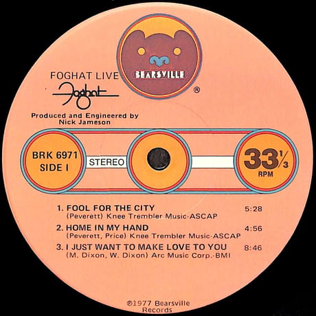 フォガット / Live [※輸入盤,生産国:US,品番:BRK 6971］(LPレコード)