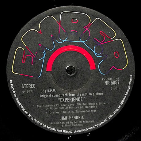 ジミ・ヘンドリックス / Original Sound Track 'Experience' ［※輸入盤,生産国:UK,品番:NR 5057］ (LPレコード)