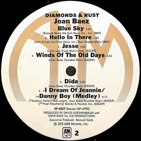 ジョーン・バエズ / Diamonds & Rust [※輸入盤,生産国:US,品番:SP-4527］(LPレコード)