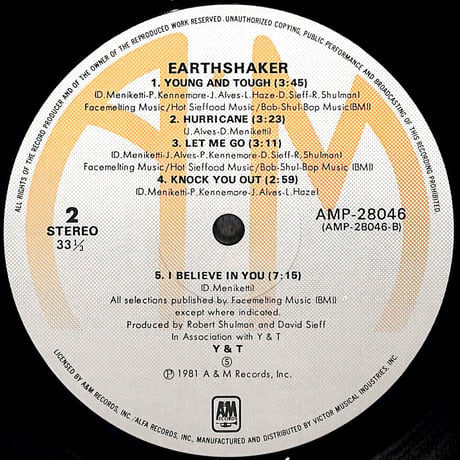 Y&T / アースシェイカー [※国内盤,品番:AMP-28046］ (LPレコード)
