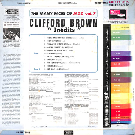 クリフォード・ブラウン / Inédits [※輸入盤,生産国:France,品番:CMDINT 9558］(LPレコード)