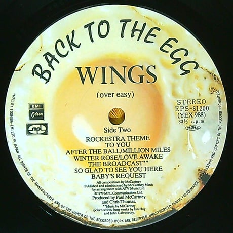 WINGS / BACK TO THE EGG [ニューウェーブや パンクといった現代の音楽トレンドを取り入れたウイングスの7枚目にして最後のスタジオアルバム] (LPレコード)