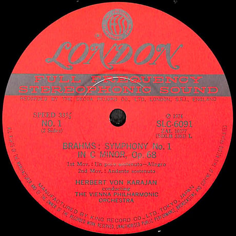 ブラームス / 交響曲第1番ハ短調,作品68 [※国内盤,品番:SLC 6091］(LPレコード)