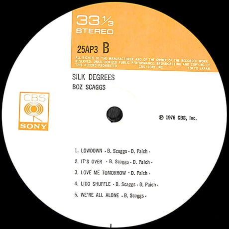 ボズ・スキャッグス / シルク・ディグリーズ [※国内盤,品番:25AP 3］(LPレコード)