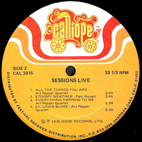 バディ・デフランコ,アート・ペッパー / Sessions, Live［※輸入盤,生産国:US,品番:CAL 3015］(LPレコード)