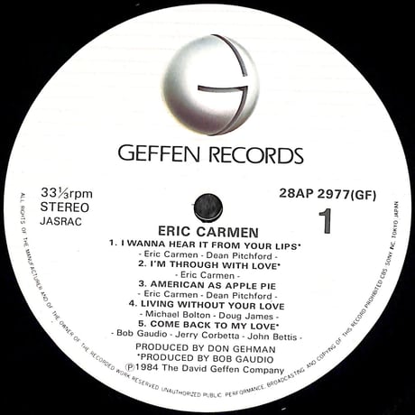 エリック・カルメン / エリック・カルメン [※国内盤,品番:28AP 2977］(LPレコード)