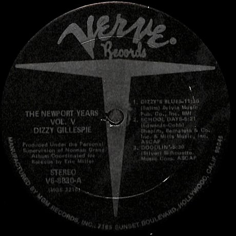 ディジー・ガレスピー / The Newport Years Volume V [※輸入盤,生産国:US,品番:V6-8830］(LPレコード)