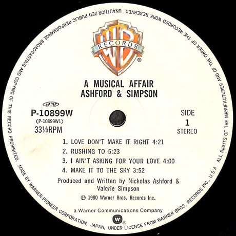 アシュフォード&シンプソン / A Musical Affair [※国内盤,品番:P-10899W］(LPレコード)