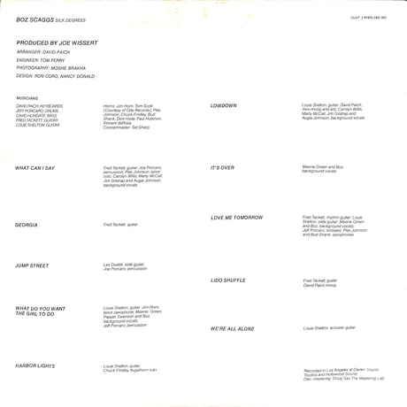 ボズ・スキャッグス / シルク・ディグリーズ [※国内盤,品番:25AP 3］(LPレコード)