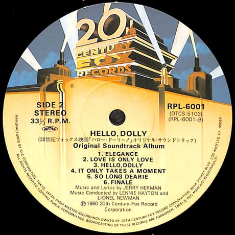 Hello Dolly! Original Motion Picture Soundtrack Album [※国内盤,品番:RPL-6001］(LPレコード)