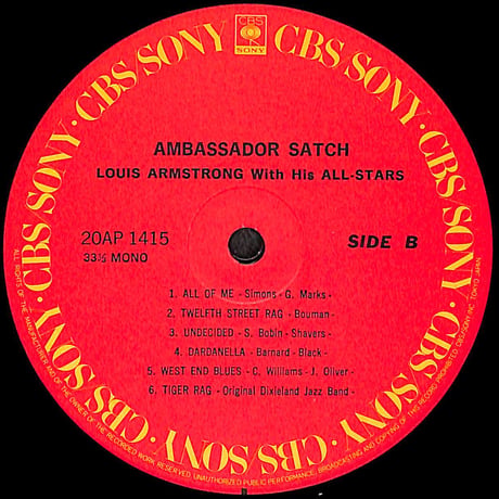Louis Armstrong & His All-Stars / Ambassador Satch [※国内盤,品番:20AP 1415］(LPレコード)