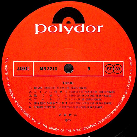 沢田研二 / TOKIO [※国内盤,品番:MR-3210］[※ポートレイト付き](LPレコード)