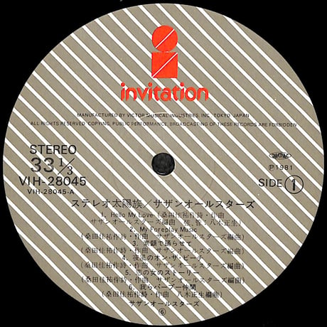 サザンオールスターズ / ステレオ太陽族 [※国内盤,品番:VIH-28045］(LPレコード)