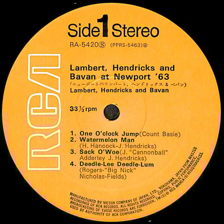 Lambert, Hendricks & Bavan / At Newport '63［※国内盤,品番:RA-5420］(LPレコード)