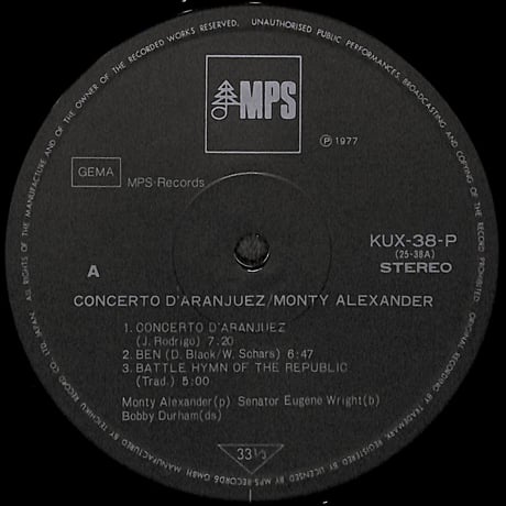 モンティ・アレキサンダー / アランフェス [※国内盤,品番:KUX-38-P］(LPレコード)