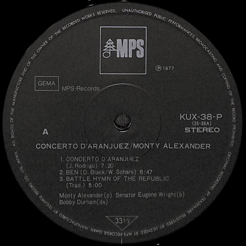 モンティ・アレキサンダー / アランフェス [※国内盤,品番:KUX-38-P