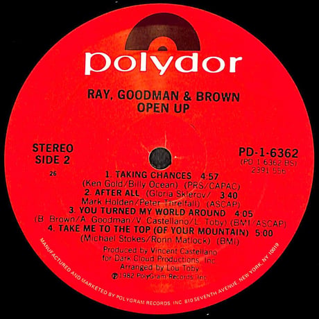 レイ、グッドマン&ブラウン / Open Up [※輸入盤,生産国:US,品番:PD-1-6362］(LPレコード)