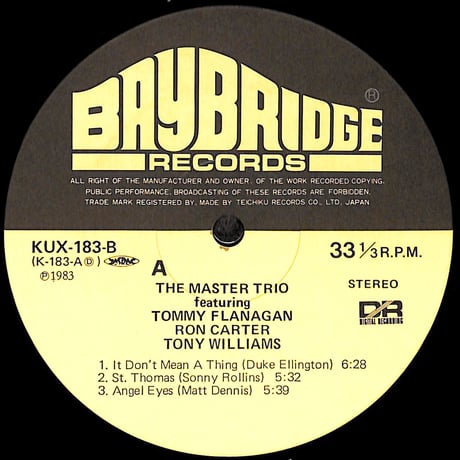 ザ・マスター・トリオ / マイルストーンズ  [※国内盤,品番:KUX-183-B］(LPレコード)