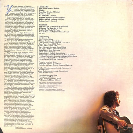 ジョニー・リヴァース / Blue Suede Shoes [※輸入盤,生産国:US,品番:UA-LA075-F］[ポストカード付き](LPレコード)