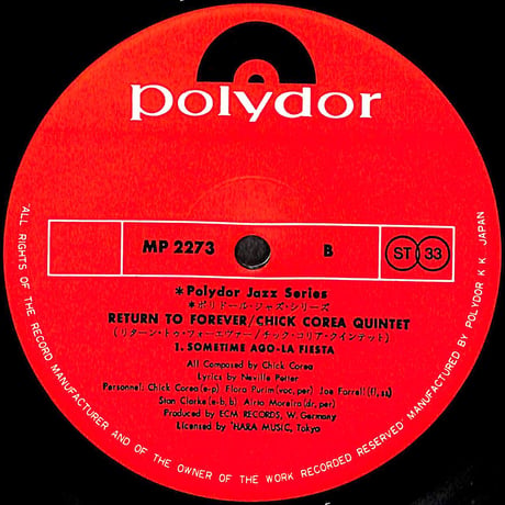 チック･コリア・クインテット / リターン・トゥ・フォーエヴァー  [※国内盤,品番:MP 2273］(LPレコード)
